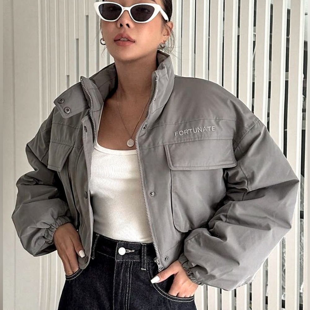 DAZY by SHEIN I “Fortunate” Cropped Bomber Jacket